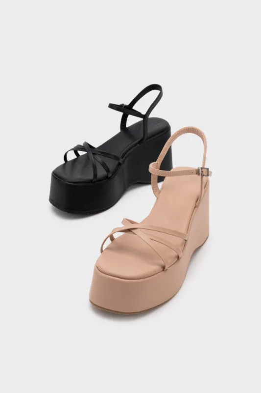 STRAPPY PLATFORM WEDGE HEEL SANDAL