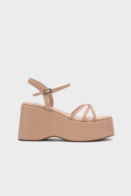 STRAPPY PLATFORM WEDGE HEEL SANDAL