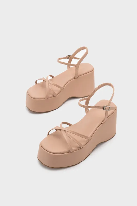 STRAPPY PLATFORM WEDGE HEEL SANDAL