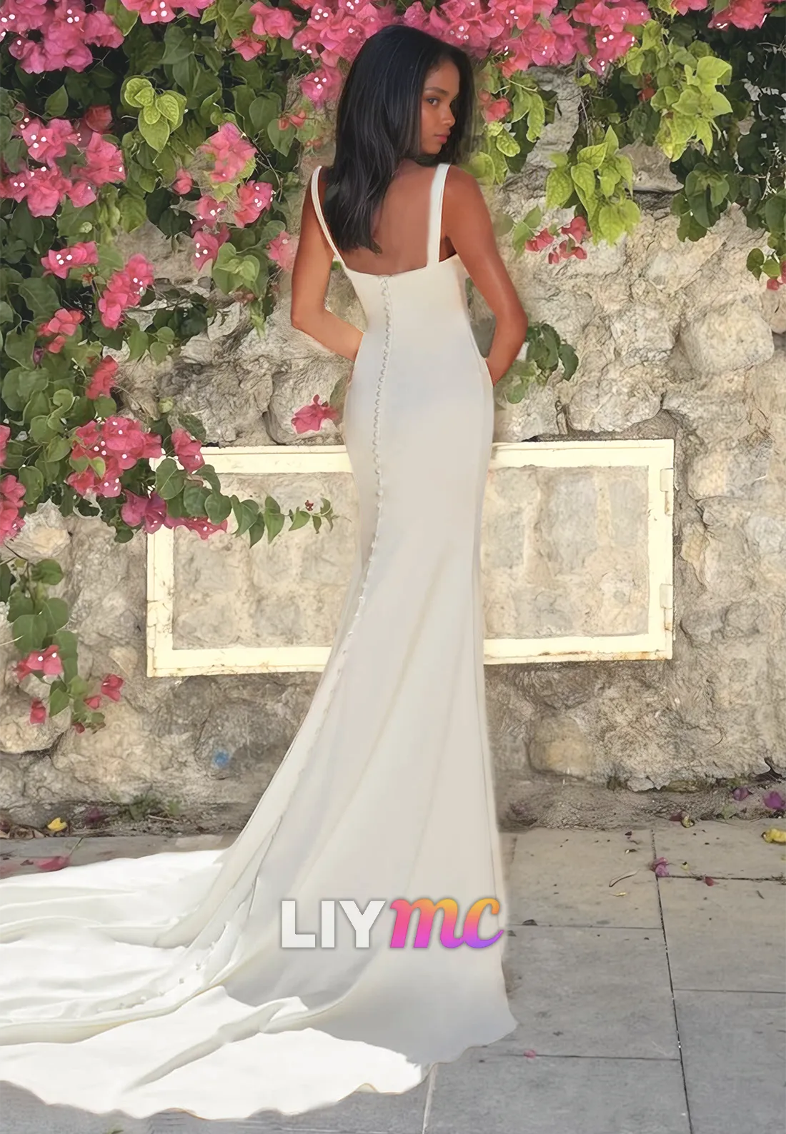 Sweetheart Sleeveless Illusion Sleek Mermaid Beach Wedding Dress