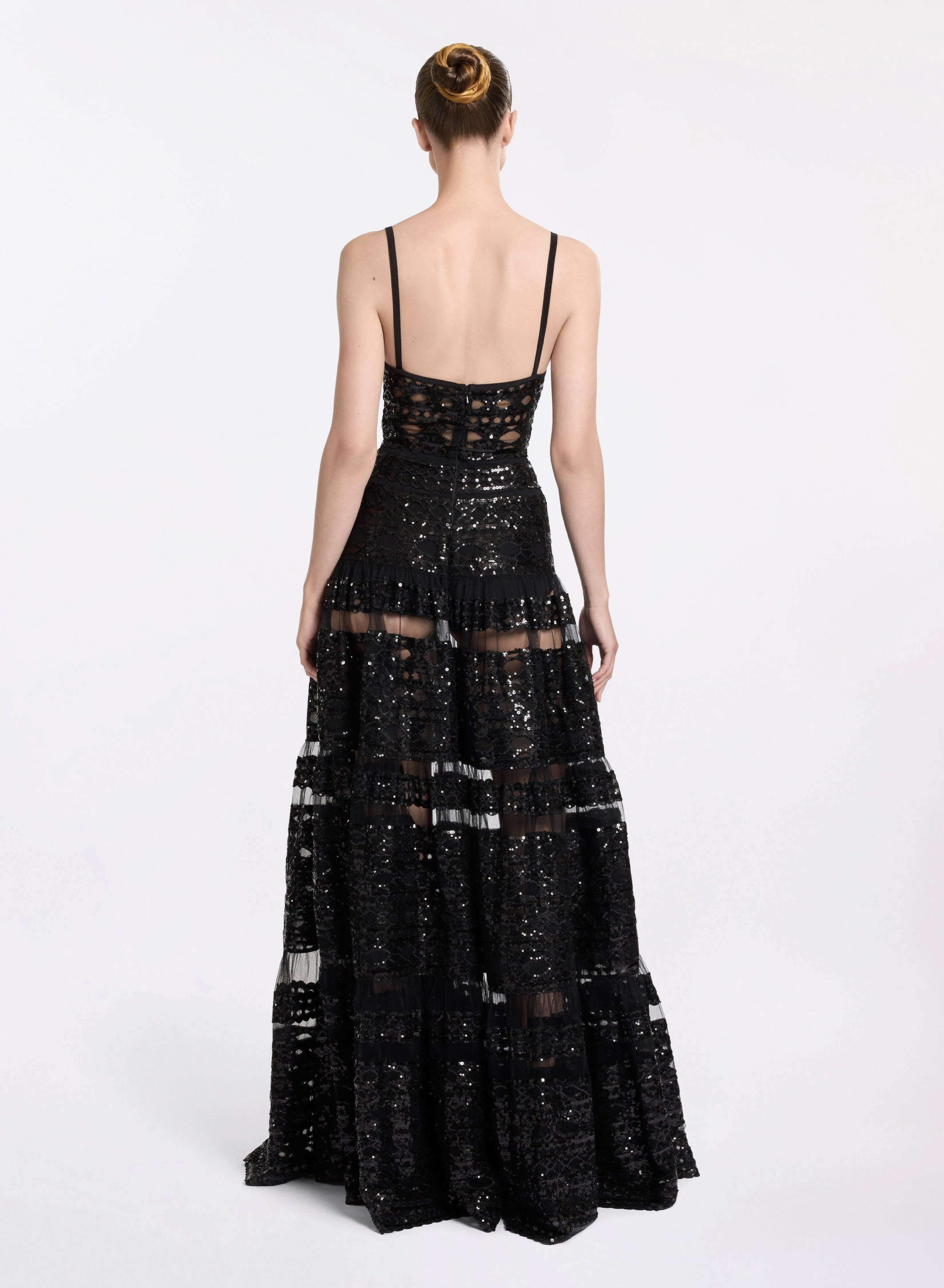 Tulle Embroidered Long Dress