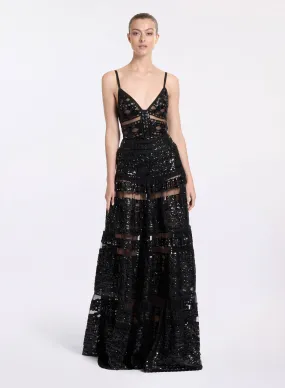 Tulle Embroidered Long Dress