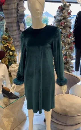 Velvet  dress with feather *