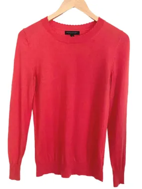 Warm Spring Watermelon Scallop-Neck Wool Sweater