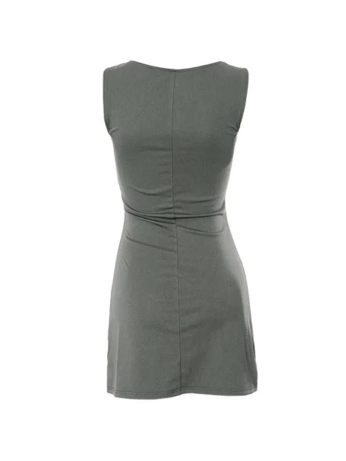 Wenkouban-Christmas Thanksgiving Gift New Year's Eve Dress Solid Color Sleeveless Slim Mini Dress