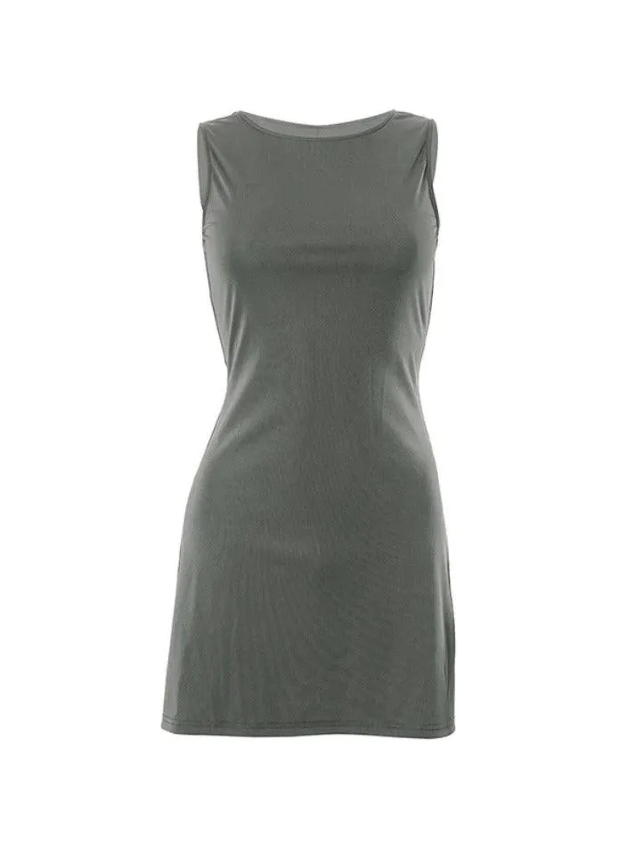 Wenkouban-Christmas Thanksgiving Gift New Year's Eve Dress Solid Color Sleeveless Slim Mini Dress