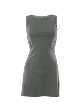 Wenkouban-Christmas Thanksgiving Gift New Year's Eve Dress Solid Color Sleeveless Slim Mini Dress