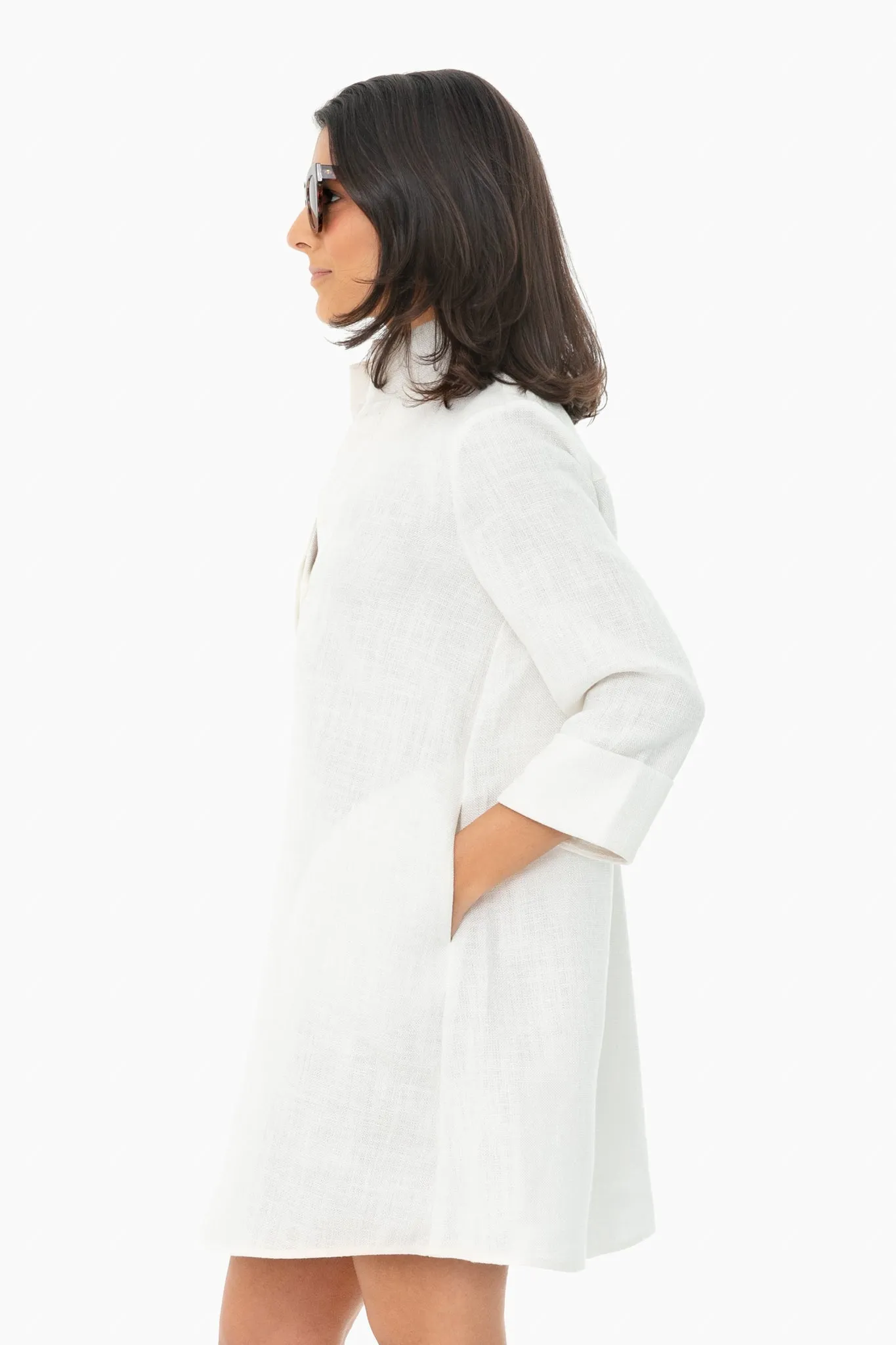 White Basket Weave Megan Dress
