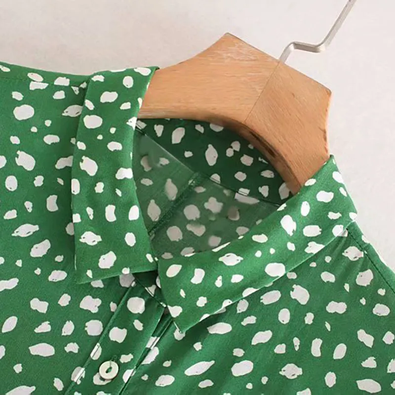 Women Casual Elegant Dot Print Long Shirt Dress