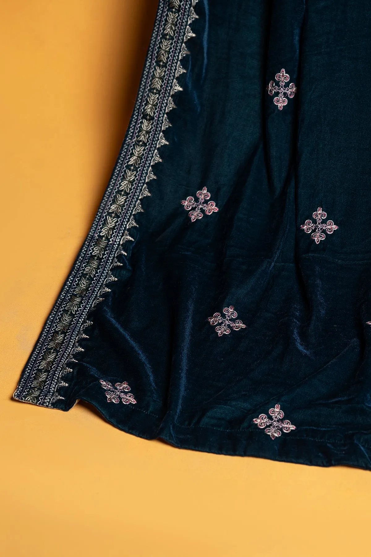 Womens "JEDD" Velvet Embroidery Shawl