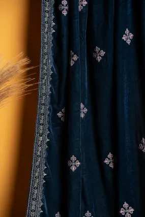 Womens "JEDD" Velvet Embroidery Shawl