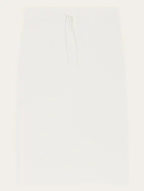 Wool midth lengt rib knit skirt - Egret